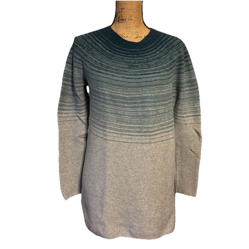 J. Jill Striped Ombre Tunic Sweater Womens Sml Peacock Gray Green  Lagenlook